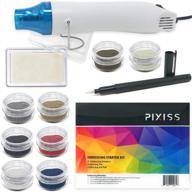 ultimate embossing kit bundle: heat tool with embossing powders, starter kit, pen, ink pad & 8x 10ml powders for crafts logo