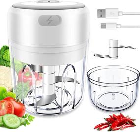 img 4 attached to 🧄 SUNX Electric Garlic Chopper - USB Rechargeable Mini Food Processor - Wireless Portable Mincer for Garlic, Onions, Vegetables, Meat, Chili, Salad, and Baby Food (250ml+100ml)