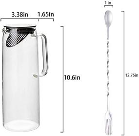 img 3 attached to 🥤 MDZF SWEET HOME 48 Oz Glass Pitcher: Stainless Steel Strainer, Food-Grade Plastic Lid, Perfect for Homemade Juice, Iced Tea, and Cold Water"