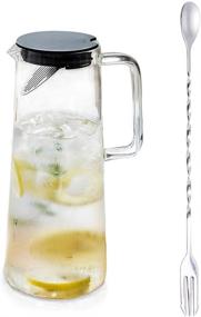 img 4 attached to 🥤 MDZF SWEET HOME 48 Oz Glass Pitcher: Stainless Steel Strainer, Food-Grade Plastic Lid, Perfect for Homemade Juice, Iced Tea, and Cold Water"