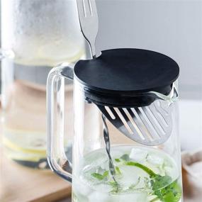 img 1 attached to 🥤 MDZF SWEET HOME 48 Oz Glass Pitcher: Stainless Steel Strainer, Food-Grade Plastic Lid, Perfect for Homemade Juice, Iced Tea, and Cold Water"