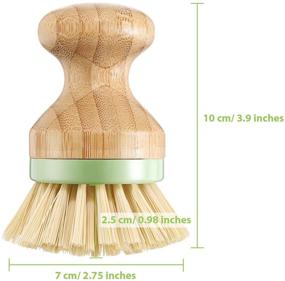 img 3 attached to 🧹 Versatile 4-Piece Bamboo Mini Scrub Brush Set with Coconut Bristles for Cast Iron, Kitchen, Bathroom, and Household Cleaning (Style A)