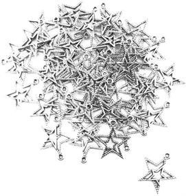 img 4 attached to 🌟 Yueton 50pcs Vintage Double Star Metal Charms Beads Pendant - Silver: High-Quality Jewelry Making Accessory