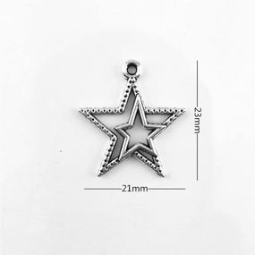 img 1 attached to 🌟 Yueton 50pcs Vintage Double Star Metal Charms Beads Pendant - Silver: High-Quality Jewelry Making Accessory