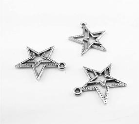 img 2 attached to 🌟 Yueton 50pcs Vintage Double Star Metal Charms Beads Pendant - Silver: High-Quality Jewelry Making Accessory