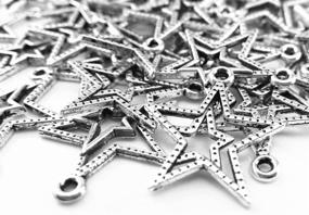 img 3 attached to 🌟 Yueton 50pcs Vintage Double Star Metal Charms Beads Pendant - Silver: High-Quality Jewelry Making Accessory