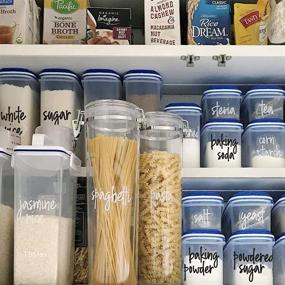 img 1 attached to 🏷️ Talented Kitchen 157 White Script Pantry Labels – Kitchen Pantry Names. Food Label Sticker, Water Resistant Container Labels, Jar Labels for Pantry Organization and Storage (157 Script Pantry)