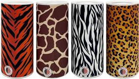 img 3 attached to Car Cup Holder Tissue Pack - Round Box of 50 Tissues for Travel, Office, and More - Animal Print Cylinder Tube Facial Tissue Dispenser
