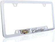 🚗 cadillac crest brass license plate frame: stylish chrome finish (4 hole) for a luxurious touch logo