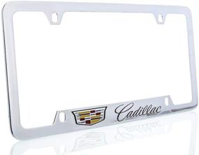 img 3 attached to 🚗 Cadillac Crest Brass License Plate Frame: Stylish Chrome Finish (4 Hole) for a Luxurious Touch