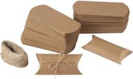 🎁 100 упаковок маленьких коробочек kraft в форме подушки с джутовой ниткой для конфет и принадлежностей для вечеринок (4,7 x 2,2 дюйма) логотип