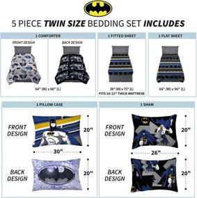 img 1 attached to Super Soft Batman Kids Bedding: 5-Piece Twin Size Comforter and Sheet Set