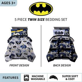 img 2 attached to Super Soft Batman Kids Bedding: 5-Piece Twin Size Comforter and Sheet Set
