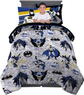 super soft batman kids bedding: 5-piece twin size comforter and sheet set logo