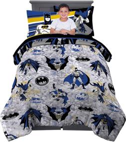 img 4 attached to Super Soft Batman Kids Bedding: 5-Piece Twin Size Comforter and Sheet Set