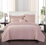 tache elegant vintage rustic dusty blush pink quilted bedspread set, king - soft cotton, soothing pastels, 3 piece logo