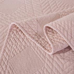 img 2 attached to Tache Elegant Vintage Rustic Dusty Blush Pink Quilted Bedspread Set, King - Soft Cotton, Soothing Pastels, 3 Piece