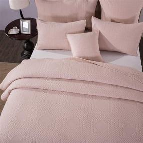 img 3 attached to Tache Elegant Vintage Rustic Dusty Blush Pink Quilted Bedspread Set, King - Soft Cotton, Soothing Pastels, 3 Piece