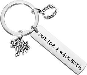 img 4 attached to CHOORO Buffy Quote Out For A Walk Bitch Keychain: Iconic 90's TV Gift & Movie Jewelry