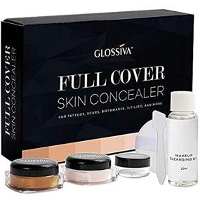 img 3 attached to 💄 Glossiva Tattoo Concealer - Waterproof Skin Concealer for Dark Spots, Scars, Vitiligo & More - Tattoo Cover-Up Makeup for Men & Women - Body & Leg Use