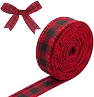 🎄 red and black plaid burlap ribbon for christmas crafts, gift wrapping, floral bows craft - 1 inch width x 8.75 yards length logo