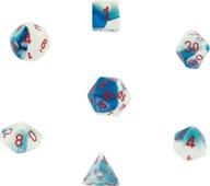 🎲 polyhedral 7-die gemini dice set: astral blue/white with red - complete rpg dice collection (d4, d6, d8, d10, d12, d20 & d00) логотип