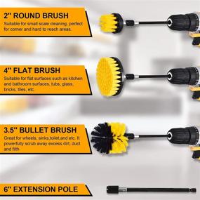 img 3 attached to 🧽 4 Piece Drill Brush Power Scrubber Cleaning Brush Set with Extended Attachment Kit for Floor, Tub, Shower, Tile, Bathroom, and Kitchen Surfaces