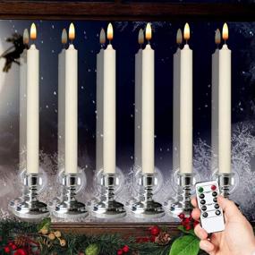img 4 attached to 🕯️ Enhance your Christmas Decor with 6-Pack Ivory Flameless Window Taper Candles with Remote and Timer