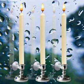 img 1 attached to 🕯️ Enhance your Christmas Decor with 6-Pack Ivory Flameless Window Taper Candles with Remote and Timer