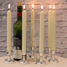 img 3 attached to 🕯️ Enhance your Christmas Decor with 6-Pack Ivory Flameless Window Taper Candles with Remote and Timer