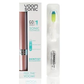 img 2 attached to 🦷 Voom Sonic Go 1 Series: Dentist Recommended Electric Toothbrush for Portable Oral Care with 2 Minute Timer, Lightweight Design, Soft Dupont Nylon Bristles – Metallic Rose (VM-20700)