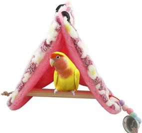 img 4 attached to Winter Warm Triangle Hammock Nest Bed, Bird Plush Perch Tent Ideal for Parrots, Budgies, Parakeets, Cockatiels, and Lovebirds