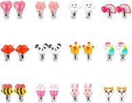hypoallergenic earring set for little girls - skywisewin children's colorful cute earrings for kids logo