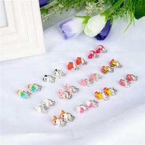 img 1 attached to Hypoallergenic Earring Set for Little Girls - SkyWiseWin Children's Colorful Cute Earrings for Kids