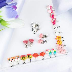 img 2 attached to Hypoallergenic Earring Set for Little Girls - SkyWiseWin Children's Colorful Cute Earrings for Kids