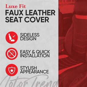 img 3 attached to 🚗 Motor Trend LuxeFit Beige Faux Leather Car Seat Cover for Front Seats - Universal Fit Seat Protectors, Premium Interior Accessory, Padded Cushion for Auto Truck Van & SUV