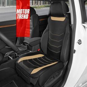 img 4 attached to 🚗 Motor Trend LuxeFit Beige Faux Leather Car Seat Cover for Front Seats - Universal Fit Seat Protectors, Premium Interior Accessory, Padded Cushion for Auto Truck Van & SUV