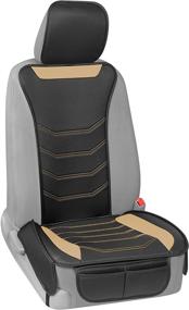 img 2 attached to 🚗 Motor Trend LuxeFit Beige Faux Leather Car Seat Cover for Front Seats - Universal Fit Seat Protectors, Premium Interior Accessory, Padded Cushion for Auto Truck Van & SUV