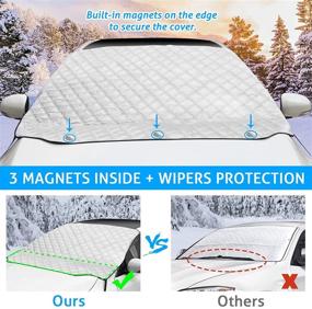 img 2 attached to ❄️ FOKATY Car Windshield Snow Cover with Magnetic Edge Protector - Winter Frost, Snow, Ice, Sun Large Windproof Windshield Cover for Cars, SUVs, Mini Vans