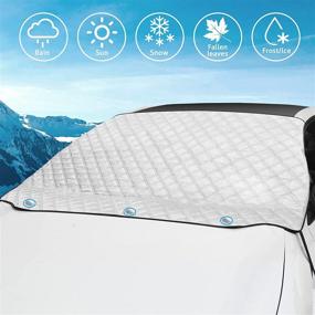 img 4 attached to ❄️ FOKATY Car Windshield Snow Cover with Magnetic Edge Protector - Winter Frost, Snow, Ice, Sun Large Windproof Windshield Cover for Cars, SUVs, Mini Vans