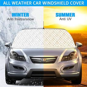 img 1 attached to ❄️ FOKATY Car Windshield Snow Cover with Magnetic Edge Protector - Winter Frost, Snow, Ice, Sun Large Windproof Windshield Cover for Cars, SUVs, Mini Vans