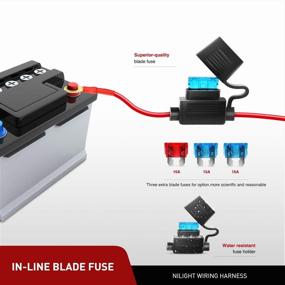 img 3 attached to 💡 Enhanced 16AWG 12V Nilight LED Light Bar Wiring Harness Kit with Waterproof On/Off Switch, Power Relay, and Blade Fuse - 4 Leads