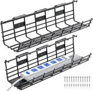 premium under desk cable management tray, set of 2, strong metal wire organizer, 34in cable tray basket, l17x w4.1x h4.7in, black logo
