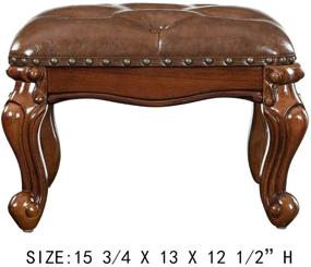 img 1 attached to 🪑 Zhengdaikang Small Foot Stool Leather Ottoman - Stylish Brown Upholstered Footrest for Living Room