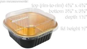 img 3 attached to 🍽️ KitchenDance Disposable Aluminum Square Dessert Pans with Lids - 11oz Capacity, Pack of 100 (Black with Gold Interior)