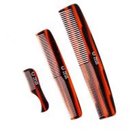 🌿 zeus vegan friendly comb combo set: handmade saw-cut acetate for beard, mustache & hair - anti-static daily grooming comb, traditional design logo