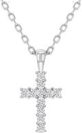 💎 925 sterling silver girl's small clear cz cross necklace - elegant religious charm jewelry for children & teens logo