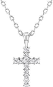 img 4 attached to 💎 925 Sterling Silver Girl's Small Clear CZ Cross Necklace - Elegant Religious Charm Jewelry for Children & Teens