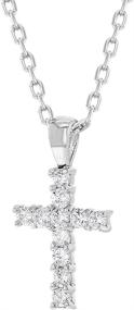 img 3 attached to 💎 925 Sterling Silver Girl's Small Clear CZ Cross Necklace - Elegant Religious Charm Jewelry for Children & Teens