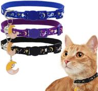 🐱 enhanced safety and style: adjustable breakaway cat collar set with bell - galaxy element design (3pcs) logo